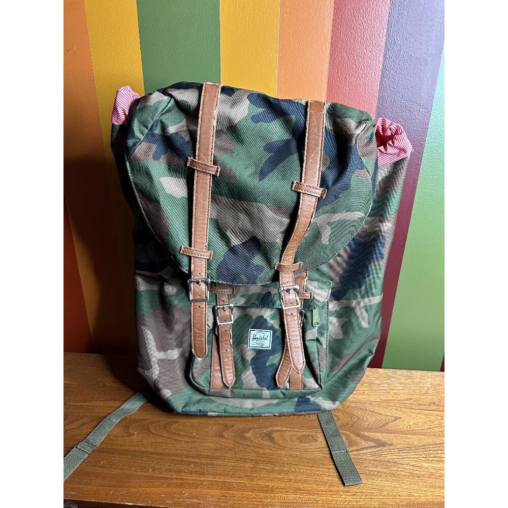 Hershel little America laptop backpack woodland camo camping  - used condition